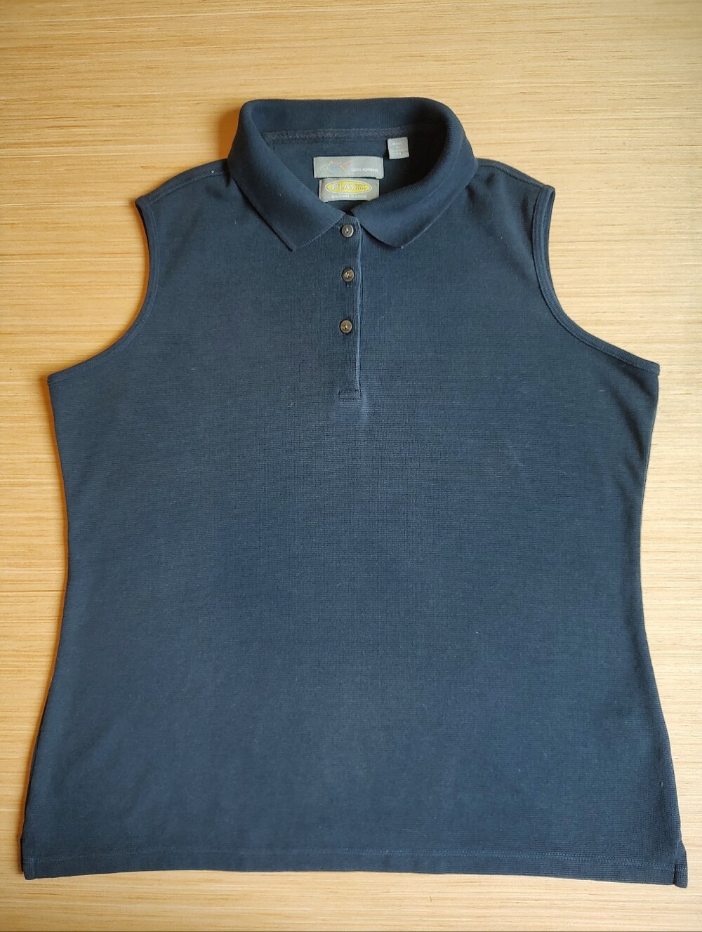 Greg Norman Sleeveless Play Dry Polo Knit Shirt Navy Women's Size M Golf Buttons